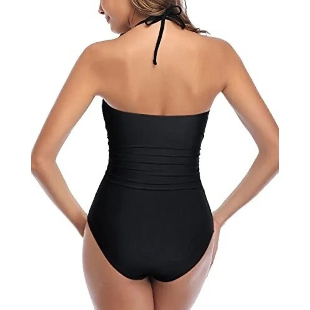 NWT Women's Tempt Me Tummy Control High‎ Waist 1 Piece Cutout Swimsuit Black 22W